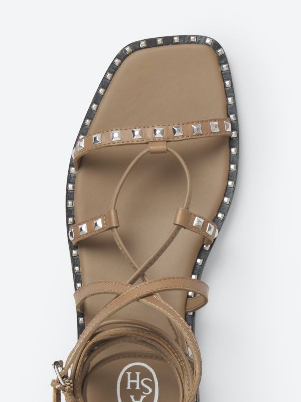 ASH Mauritius Studs Flade Sandaler Dame Fango | NUYQ-69402